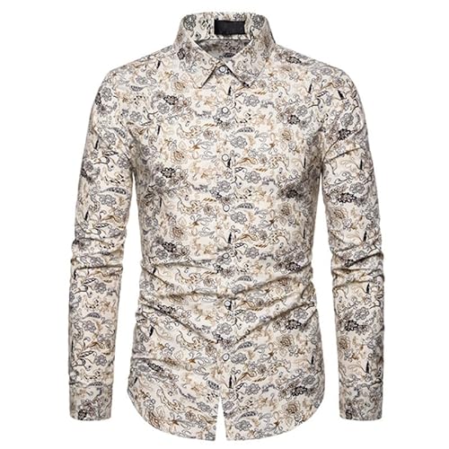 Lay U HOME Frühling und Herbst Plus Size Men ' s Patterned Shirt dünne Mode gedruckt Slim Long-Sleeved Shirt von Lay U HOME