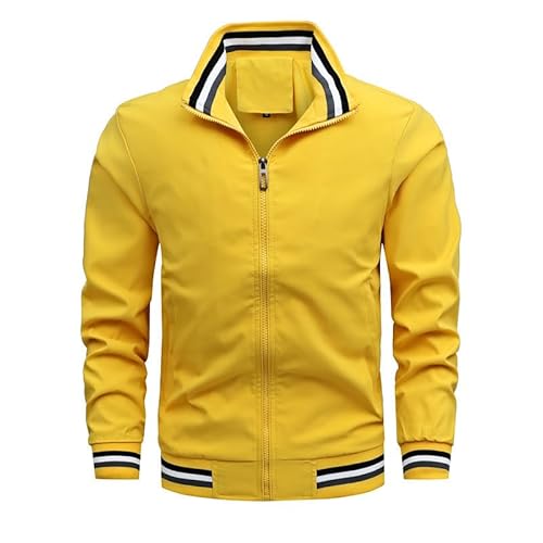 Lay U HOME Frühling und Herbst Reißverschluss weiß Baseball gewöhnliche Jugend-Side Seam Pocket Hooded Casual Slim-fit Jacke von Lay U HOME