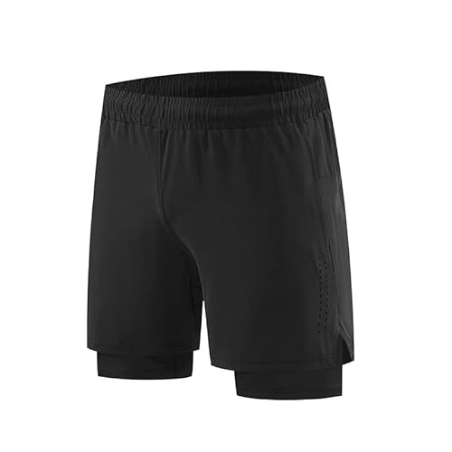 Lay U HOME Gefälschte Zwei-Stück Sport Shorts Männer Sommer läuft EIS Seide schnell trocknend atmungsaktive DREI-Punkt-Hose-Fitness-Training Basketball Hosen von Lay U HOME