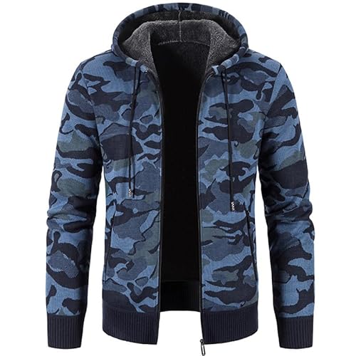 Lay U HOME Gestrickte Jacke Herren Herbst und Winter Plus samt Verdickung Oberbekleidung Camouflage Pullover top Kleidung Männer Strickjacke von Lay U HOME