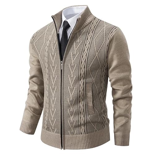 Lay U HOME Herbst Frühling Männer Pullover Gestrickte Cardigan Reißverschluss Stehkragen Kalten Mantel Langarm Business Casual Jacke Männlichen Winter Kleidung von Lay U HOME