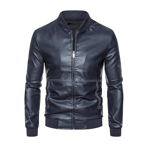 Lay U HOME Herbst Leder Männer ' s Slim-fit Jacke Jugend Motorrad Baseball Kragen Jacke von Lay U HOME