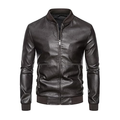 Lay U HOME Herbst Leder Männer ' s Slim-fit Jacke Jugend Motorrad Baseball Kragen Jacke von Lay U HOME