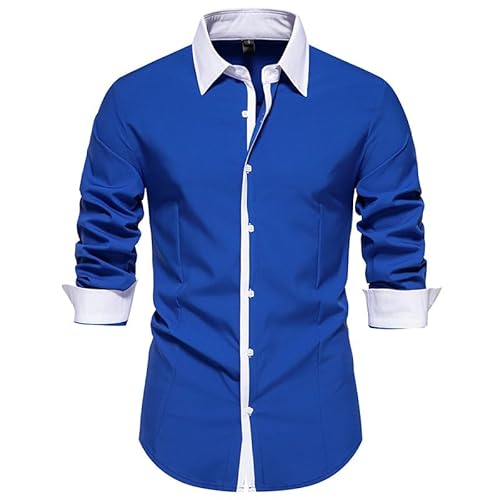 Lay U HOME Herbst Männer Kontrast Farbe Dreieck-Kragen-Casual-Fashion Casual Langarm-Shirt Männer Kleidung von Lay U HOME