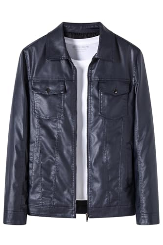 Lay U HOME Herbst Revers Casual Herren Lederjacke, Business dünne Zipper Leder Jacke Männer pu Leder Jacke von Lay U HOME