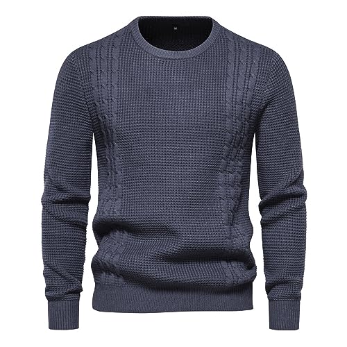 Lay U HOME Herbst und Winter Herren Pullover Waffle Volltonfarbe Strickwaren für Männer von Lay U HOME