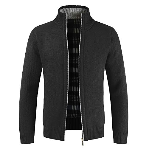 Lay U HOME Herbst und Winter Herren Strickjacke Stehkragen Pullover Slim Plus samt Dicke Strickjacke Pullover Jacke Männer von Lay U HOME