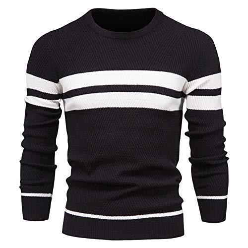 Lay U HOME Herbst und Winter Männer Casual gestreiften Männer Pullover Pullover Color Matching Round Neck Men ' s Sweater von Lay U HOME