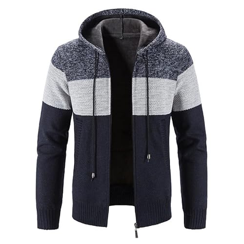 Lay U HOME Herbst und Winter Männer Plus samt Dicke Kapuze Farbe passenden Pullover lose große Größe Pullover Jacke Strickjacke von Lay U HOME