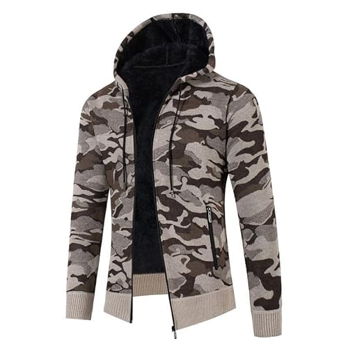 Lay U HOME Herbst und Winter Männer Plus samt Stricken Pullover Camouflage gedruckt mit Kapuze Pullover Herren top Jacke von Lay U HOME