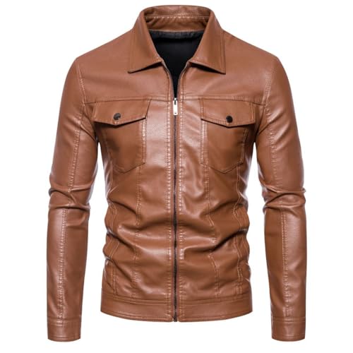 Lay U HOME Herbst und Winter Männer Revers pu Leder Motorrad Leder Jacke große Größe Mode lässig Strickjacke Jacke Männer von Lay U HOME