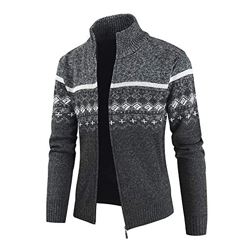 Lay U HOME Herbst und Winter Männer Stehkragen Strick-Pullover samt Dicke warme Jacke lose Oberbekleidung Zipper Männer Kleidung von Lay U HOME