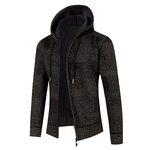 Lay U HOME Herbst und Winter Männer Strickwaren Casual Strickjacke Plus samt Farbe passenden mit Kapuze Herren Pullover Jacke von Lay U HOME