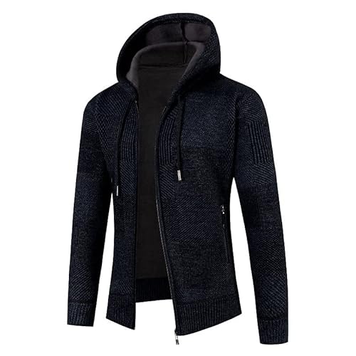 Lay U HOME Herbst und Winter Männer Strickwaren Casual Strickjacke Plus samt Farbe passenden mit Kapuze Herren Pullover Jacke von Lay U HOME