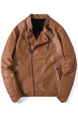 Lay U HOME Herbst und Winter Männer gewaschen Leder Casual Multi-Reißverschluss Motorrad Lederjacke Jacke von Lay U HOME