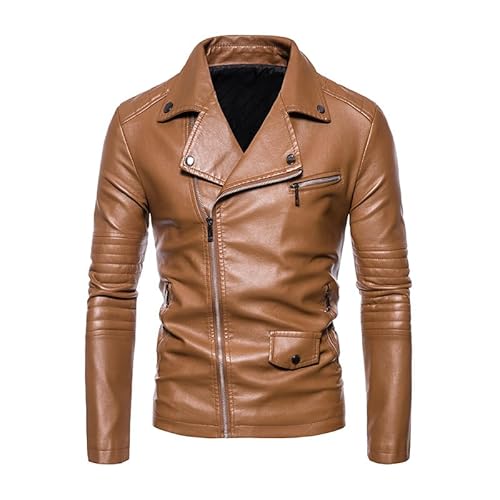 Lay U HOME Herbst und Winter Motorrad PU Leder Jacke schlanke Revers Jacke Casual Männer Leder Jacke von Lay U HOME