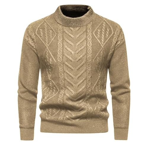 Lay U HOME Herbst und Winter Pullover Jacke Männer Retro solid Color Jacquard Round Neck Männer Sweater Pullover von Lay U HOME