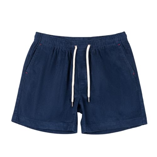 Lay U HOME Herren Baumwoll-Cord-Shorts für Männer und Frauen mit dem gleichen Stil College Stil Kurze Hosen Retro gewaschen Hosen von Lay U HOME