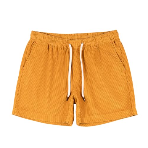 Lay U HOME Herren Baumwoll-Cord-Shorts für Männer und Frauen mit dem gleichen Stil College Stil Kurze Hosen Retro gewaschen Hosen von Lay U HOME