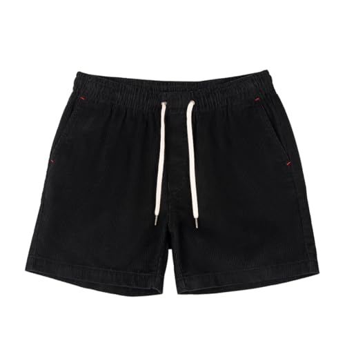 Lay U HOME Herren Baumwoll-Cord-Shorts für Männer und Frauen mit dem gleichen Stil College Stil Kurze Hosen Retro gewaschen Hosen von Lay U HOME