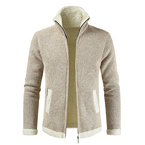 Lay U HOME Herren-Casual Stand-up Kragen Zipper Strickjacke Plus samt dicken Pullover Jacke DL361-P75 von Lay U HOME