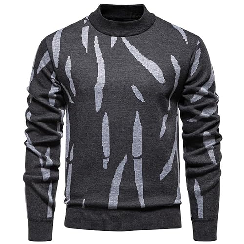 Lay U HOME Herren Pullover Herbst und Winter Modelle halbe hohe Kragen Plus samt dicken Stricken Pullover gedruckt Pullover Bodenbildung Shirt von Lay U HOME