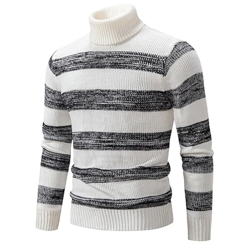 Lay U HOME Herren Strickwaren gestreiften Nähte Rollkragen Slim-fit Männer Pullover Bodenbildung Shirt von Lay U HOME