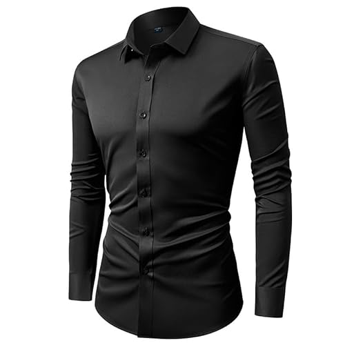 Lay U HOME Herren formelles Kleid Hemd mit vierseitigem elastischem Herrenhemd, Business Casual Non-Eisen Falten beständiges formales Kleid einfaches Hemd für Männer von Lay U HOME