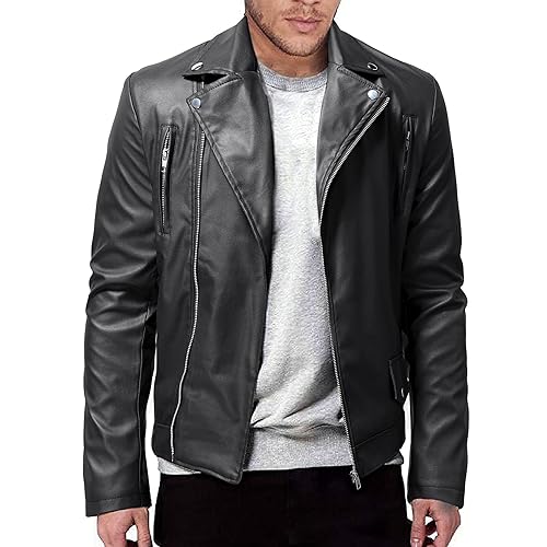 Lay U HOME Herren schlank Zipper Motorrad Leder Jacke große Größe Mode lässig Strickjacke Jacke Jacke von Lay U HOME