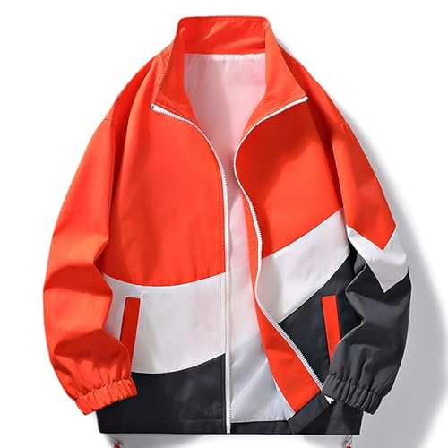 Lay U HOME Jacke Männer Frühling und Herbst Jugend Männer Stand-up Kragen Jacke Winddicht Stand-up Kragen Farbe passenden Sport-top von Lay U HOME