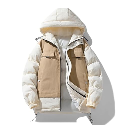 Lay U HOME Kontrast Farbe gepolsterte Mantel verdickt Winter Männer Jacke Paar Winter gepolsterten Mantel Stitching Hooded Jacke von Lay U HOME