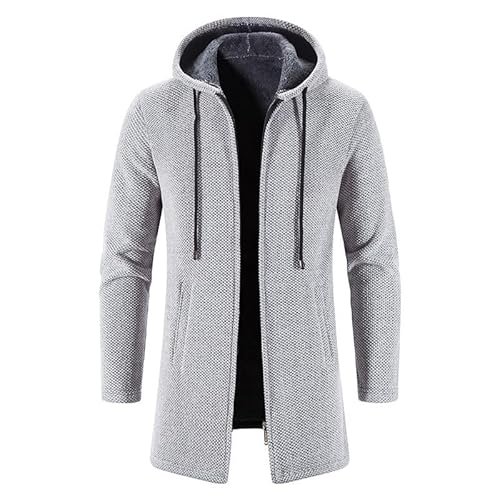 Lay U HOME Lose große Größe Pullover Jacke gestrickte Strickjacke Herren Tops Herbst und Winter Hooded Pullover für Männer Mitte-Länge von Lay U HOME