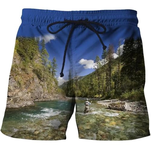 Lay U HOME Männer 3D Gedruckt Strand Style Shorts Angeln Sommer Männer ' s Universal-Tier Fisch Lose Alle-Spiel Hohe Taille Sport Shorts von Lay U HOME