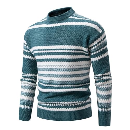 Lay U HOME Männer Casual V-Ausschnitt Pullover solide Farbe einfache blau Herren gestrickte Bodenbildung Shirt von Lay U HOME