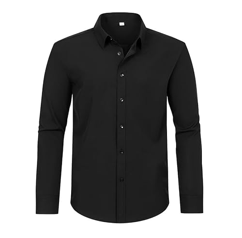 Lay U HOME Männer Kleid Shirts Männer Fett Plus Größe Hemden Männer Stretch Lange-ärmeln lose solide Farbe Nicht-Eisen Anti-Falten-Herrenbekleidung von Lay U HOME