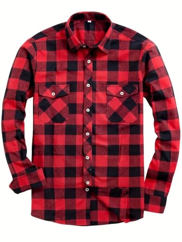 Lay U HOME Männer Plaid Shirt Double Pocket Flannel Casual Business Casual Arbeit Shirt von Lay U HOME