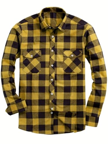 Lay U HOME Männer Plaid Shirt Double Pocket Flannel Casual Business Casual Arbeit Shirt von Lay U HOME