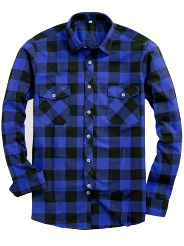 Lay U HOME Männer Plaid Shirt Double Pocket Flannel Casual Business Casual Arbeit Shirt von Lay U HOME