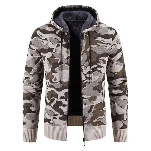 Lay U HOME Männer Winter Hoodies Pullover Coat Zip Up Camouflage Jacke Sweatshirts Reißverschluss Öffnen Mantel Kleidung von Lay U HOME