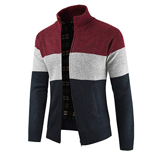 Lay U HOME Männer der Farbe passenden Strickjacke Jacke dicken Sweater Herren Farbe passenden Nähte Pullover Jacke von Lay U HOME