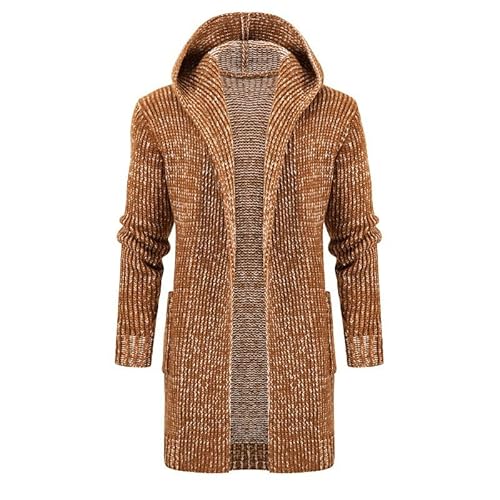 Lay U HOME Männer mid-Länge mit Kapuze Strickjacke Pullover Herren dicken Pullover Breasted große Größe lässige gestrickte Jacke von Lay U HOME