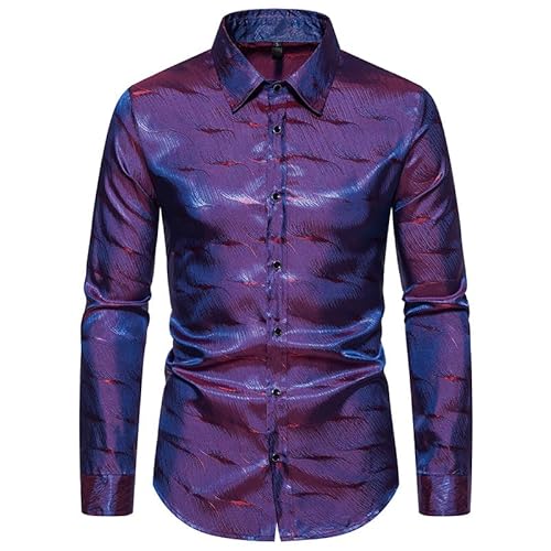 Lay U HOME Men ' s Jacquard Casual Langarm-Shirt Slim Shirt Männer von Lay U HOME