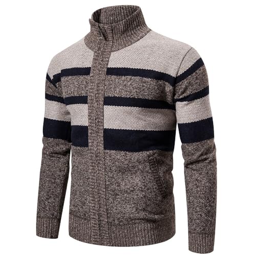 Lay U HOME Men ' s Striped Lange-ärmeln Pullover Männer Outdoor Stand-up Kragen Sport Strickjacke von Lay U HOME