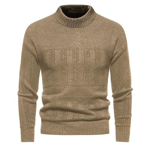 Lay U HOME Retro Herbst und Winter Herren Pullover einfarbig Casual Rundhals Bodenbildung Shirt Männer Strickwaren Tops von Lay U HOME