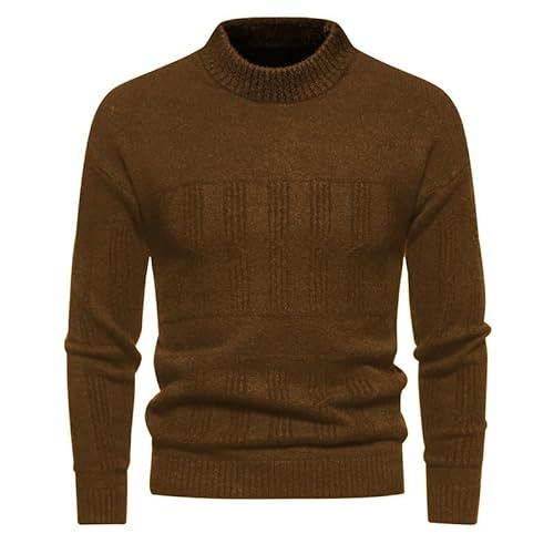 Lay U HOME Retro Herbst und Winter Herren Pullover einfarbig Casual Rundhals Bodenbildung Shirt Männer Strickwaren Tops von Lay U HOME