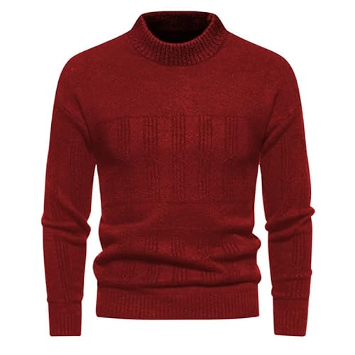 Lay U HOME Retro Herbst und Winter Herren Pullover einfarbig Casual Rundhals Bodenbildung Shirt Männer Strickwaren Tops von Lay U HOME