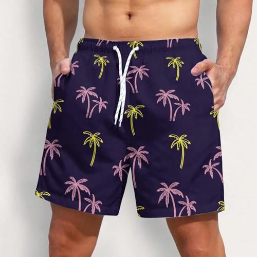 Lay U HOME Schwarz Gedruckt Männer Strand Shorts Lila Baum Quick Dry Sportswear Polyester Lässige Outdoor-Shorts Für Männlichen von Lay U HOME