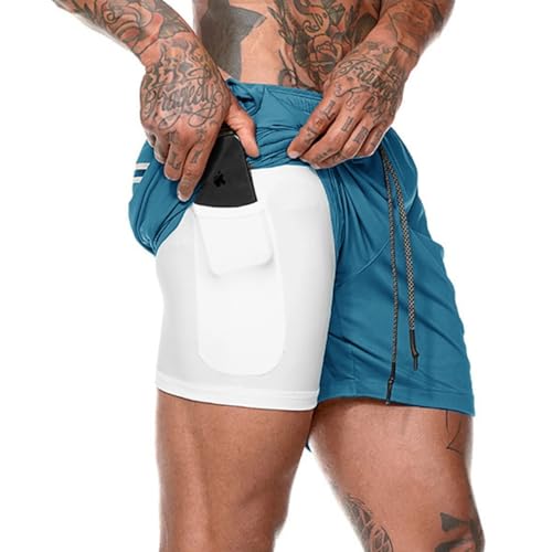 Lay U HOME Sommer Doppel-Schicht schnell trocknend atmungsaktiv Männer Shorts Sport Training läuft gerade-Light-Board fünf-Punkt Shorts von Lay U HOME