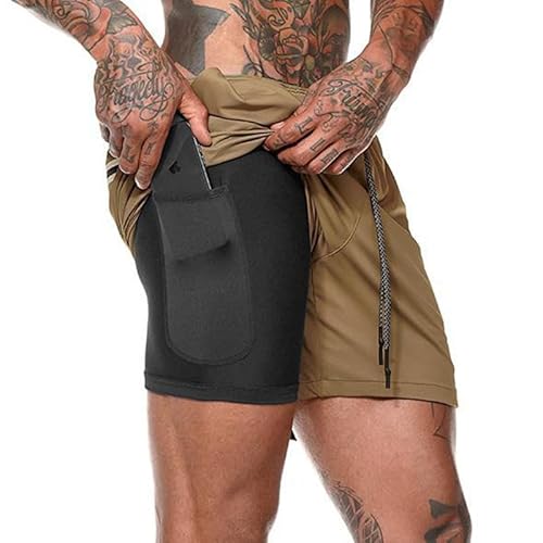 Lay U HOME Sommer Männer Sport Fitness Double Layer Tight-Fitting Quick-trocknen Shorts mesh fünf-Punkt-Hose Sport-Hose von Lay U HOME