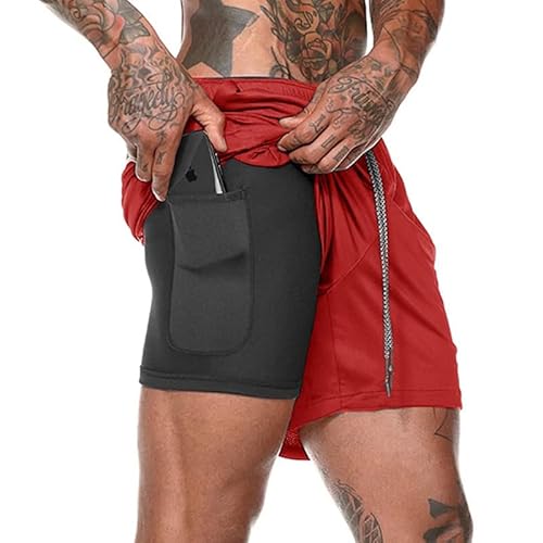 Lay U HOME Sommer Männer Sport Fitness Double Layer Tight-Fitting Quick-trocknen Shorts mesh fünf-Punkt-Hose Sport-Hose von Lay U HOME